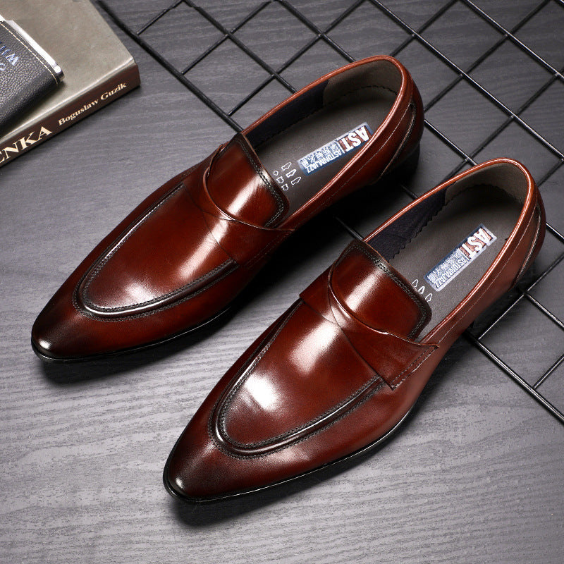 Vintage British-Style Cowhide Leather Formal Business Shoes for Men