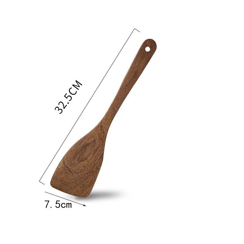 1PC Natural Thailand Teak Wood Spoon for Frying Pan - Ideal Kitchen Cooking Utensil