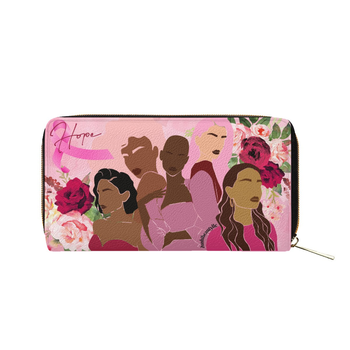 Dunbi-Designed Mini Breast Cancer Awareness Purse for Women in Pink, Hot Pink, Burgundy, Black - Featuring Roses and Smooth Design