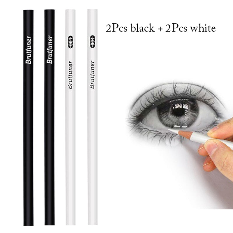 12Pcs Black & White Permanent Oil-based Wooden Colored Pencils for Artists and Beginners