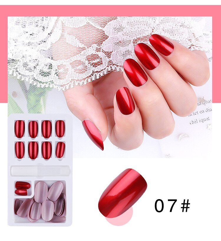 24/30 Pcs Reusable Plastic Fake Nails with Glue and Tape for Easy Wear
