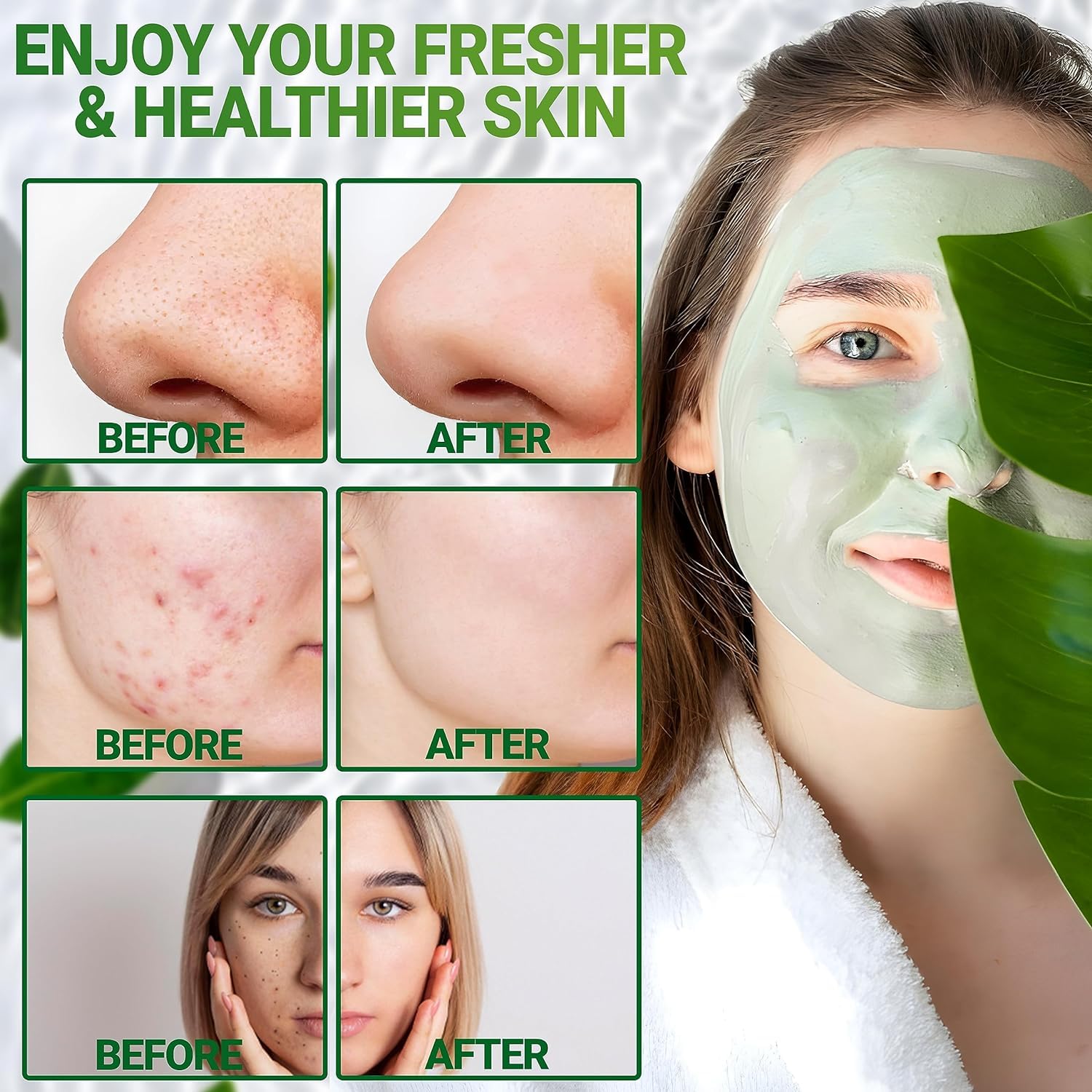 2PCS Green Tea Deep - Cleansing Mask Sticks for All Skin Types, Blackhead Removal & Oil Control
