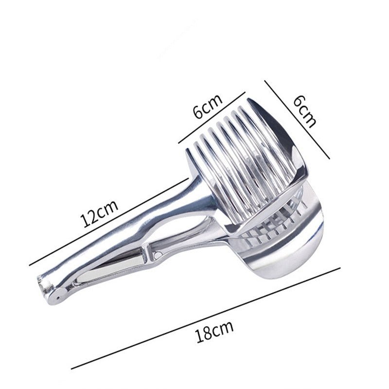 1Pc Stainless Steel Fruit & Vegetable Slicer - Ideal for Tomatoes, Potatoes & Lemons