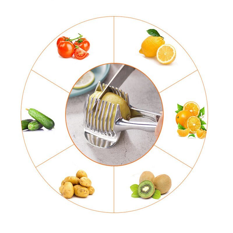 1Pc Stainless Steel Fruit & Vegetable Slicer - Ideal for Tomatoes, Potatoes & Lemons