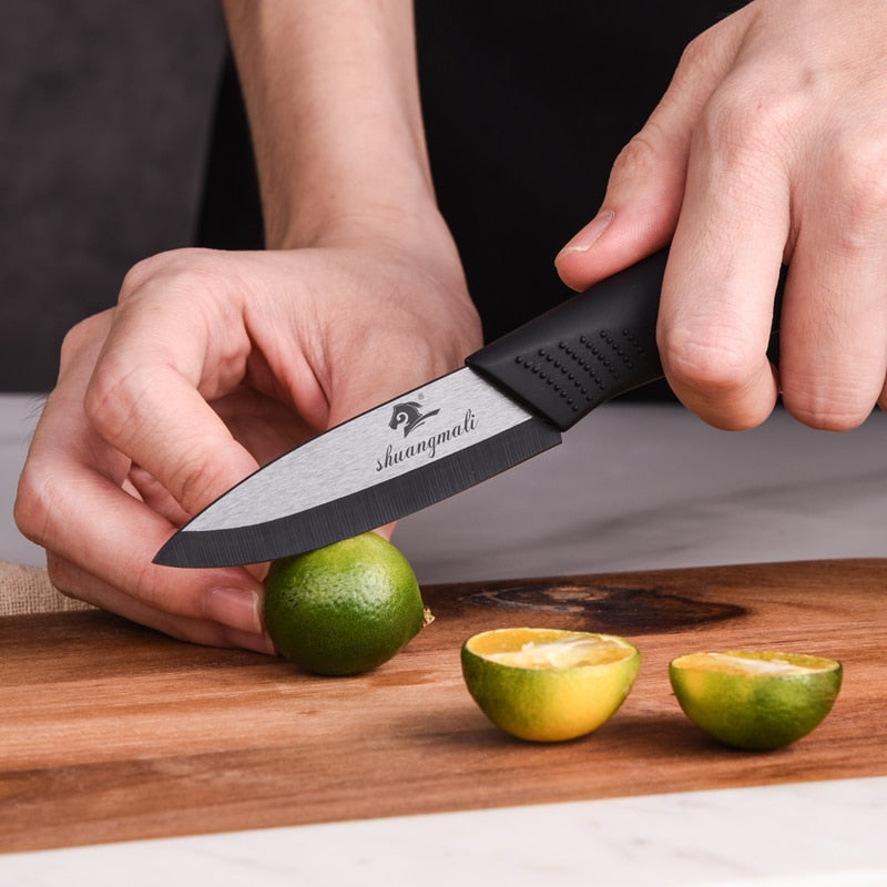 Multiple Sizes Utility Black Zirconia Ceramic Kitchen Knives for Fruit Slicing, Meat Cutting with ABS Handles