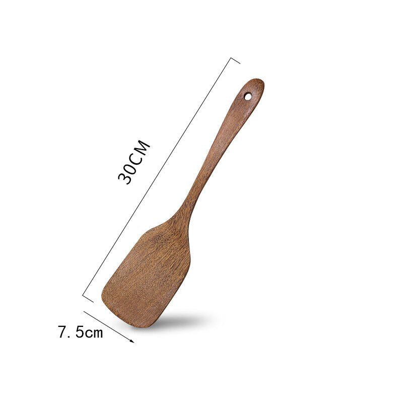 1PC Natural Thailand Teak Wood Spoon for Frying Pan - Ideal Kitchen Cooking Utensil