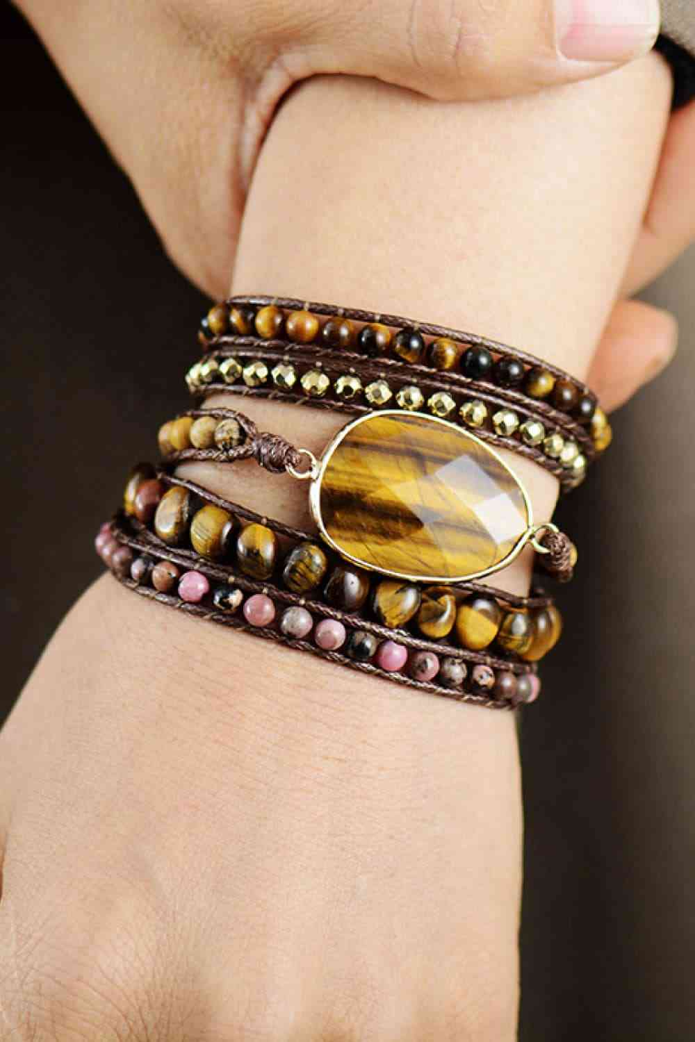 Stylish Imported Natural Stone Layered Bracelet with Modern Design