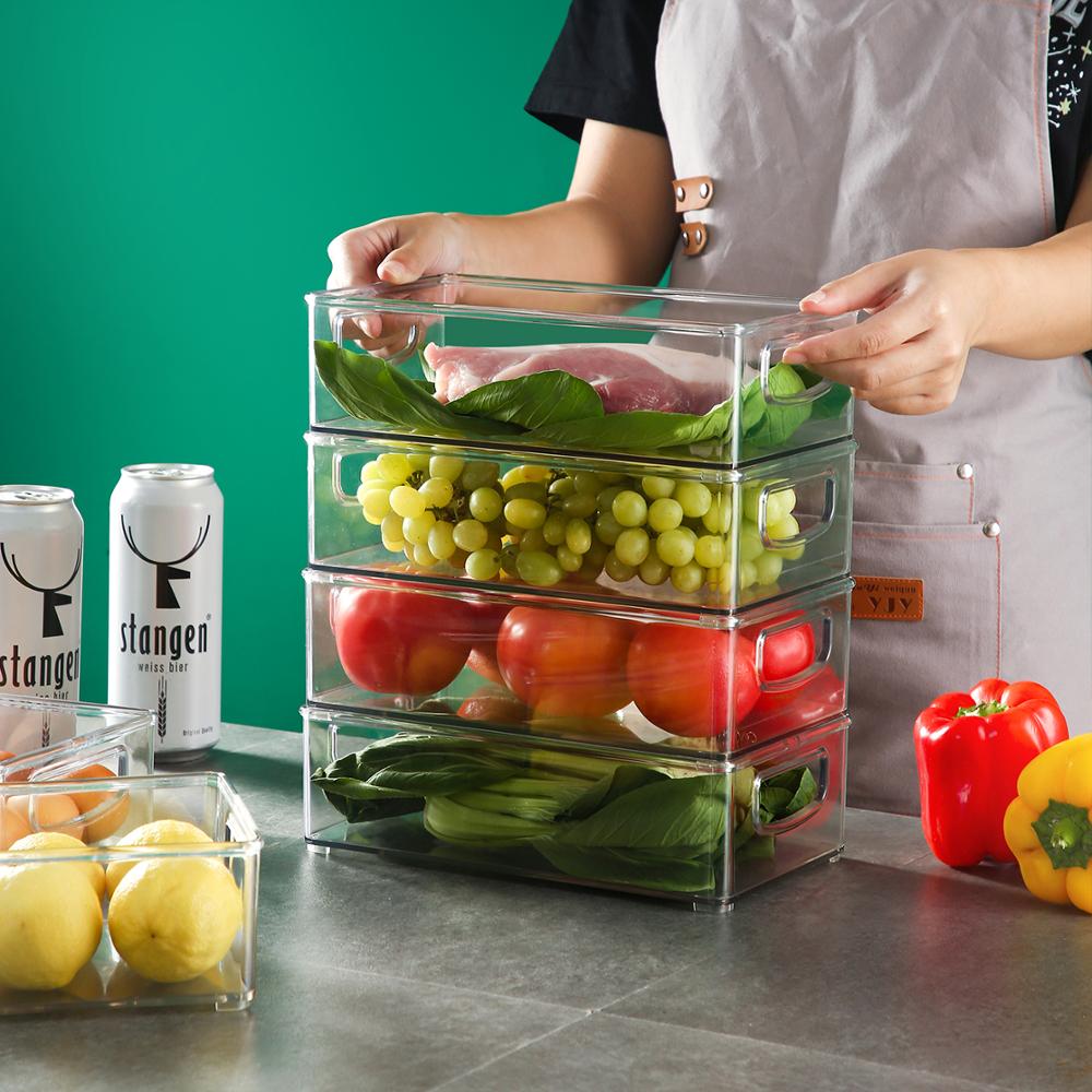 Single Piece Transparent Plastic Refrigerator Organizer for Kitchen - Ideal Storage Box for Food, Fruit, Dumplings, and Eggs