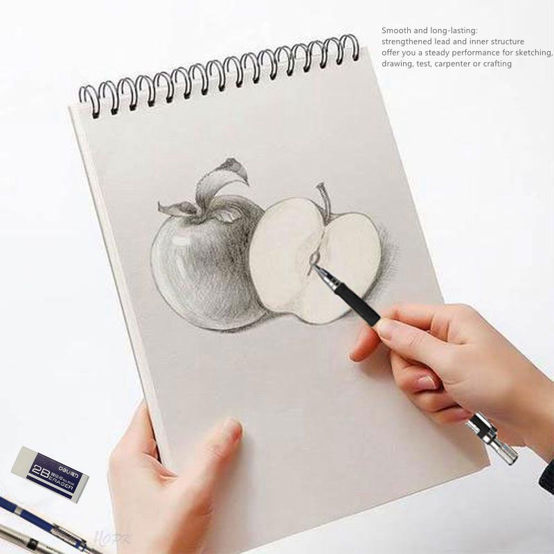 High - Quality 2.0mm Mechanical Pencil Set with 2B Color and Black Lead Refills for Draft Drawing, Writing, Crafting, and Art Sketching
