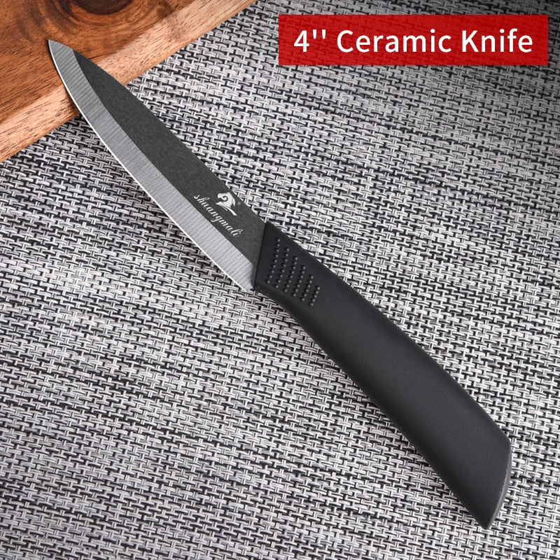 Multiple Sizes Utility Black Zirconia Ceramic Kitchen Knives for Fruit Slicing, Meat Cutting with ABS Handles