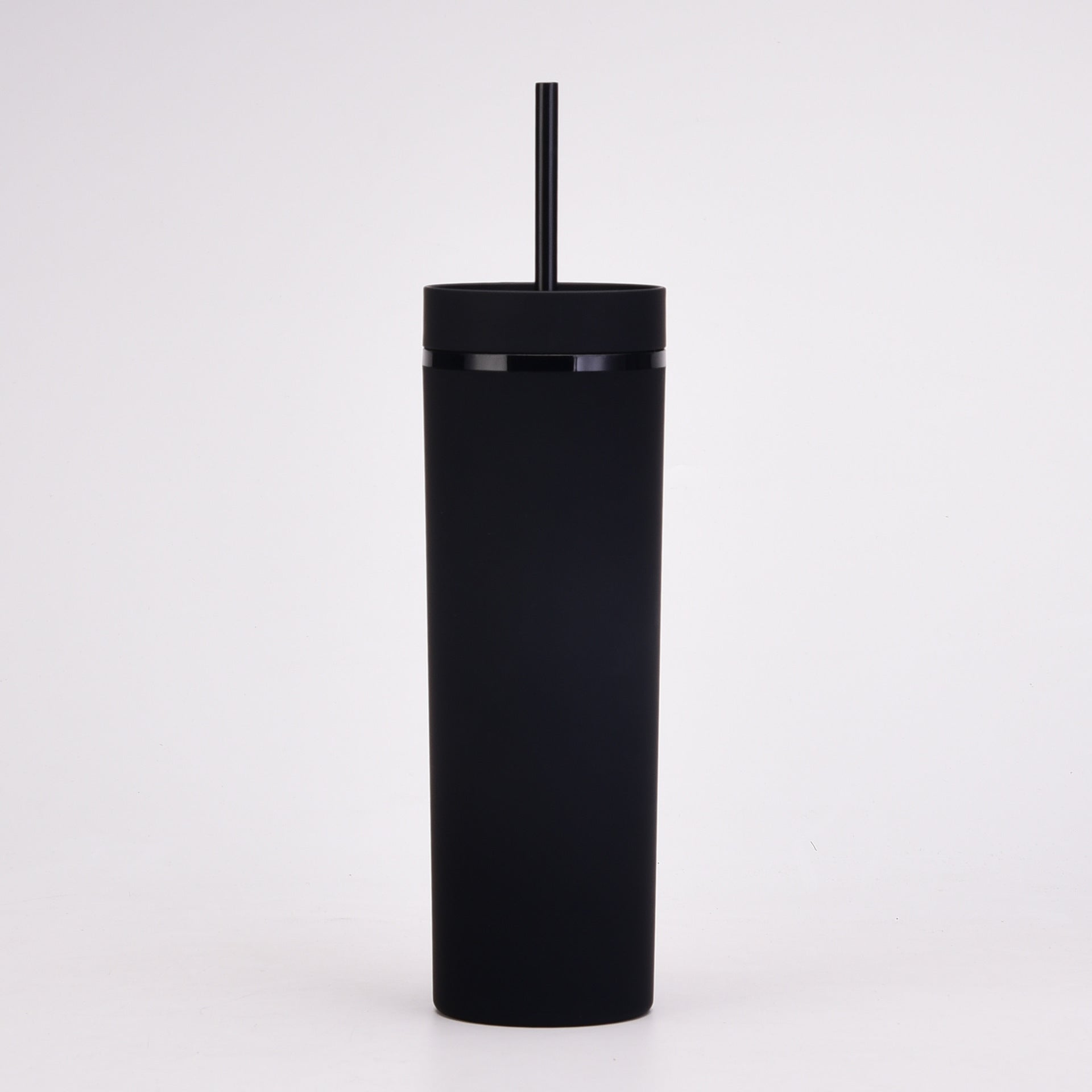 20Oz Double-Layer Slim Plastic Tumbler with Complementary Straw