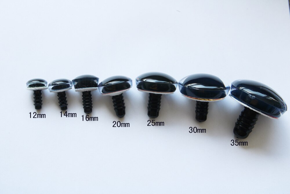 20 Pieces of 3D Glitter Plastic Safety Toy Eyes for Dolls in Various Sizes (9mm, 12mm, 14mm, 16mm, 18mm, 20mm, 24mm, 30mm, 35mm) with Long Stem, Glitter Fabric and Washer