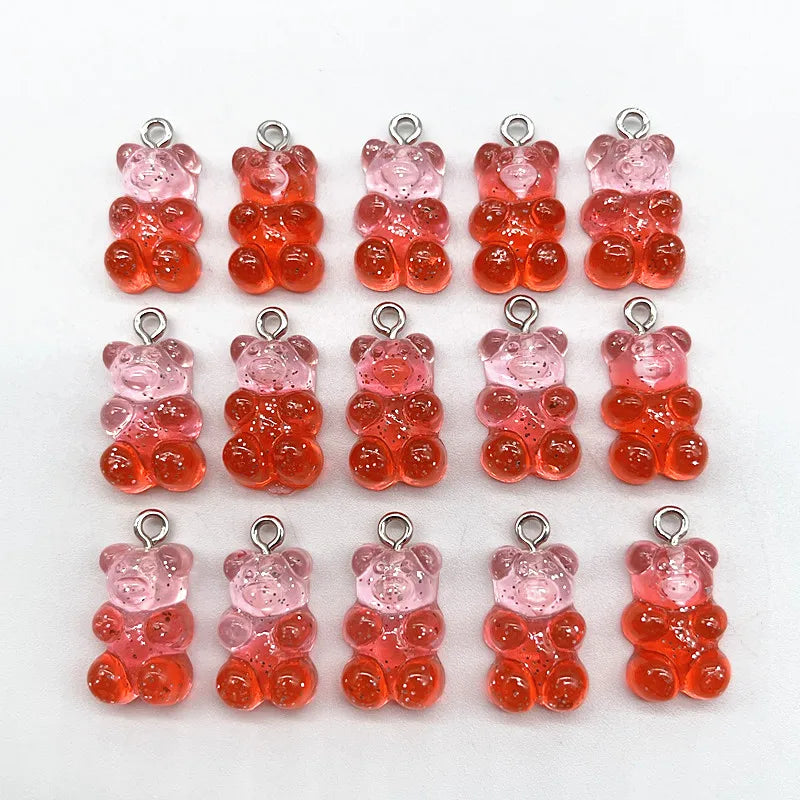 10 Pieces of Candy Bear Resin Pendant Charms Ideal for Necklace, Bracelet, and Earrings DIY Jewelry Making, Perfect for Christmas Crafting