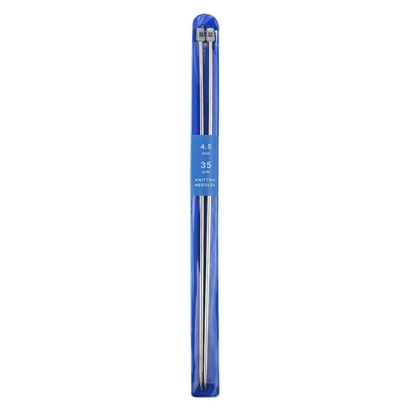 2-Piece Set 35cm Straight Bamboo/Stainless Steel Knitting Needles & Crochet Hooks for DIY Sweater Weaving