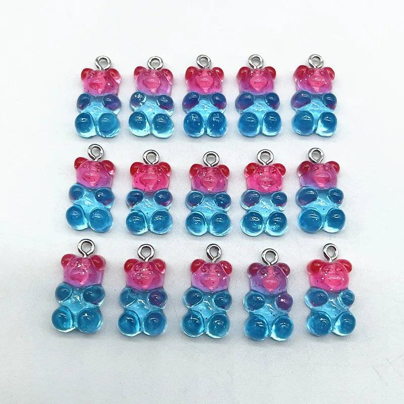 10 Pieces of Candy Bear Resin Pendant Charms Ideal for Necklace, Bracelet, and Earrings DIY Jewelry Making, Perfect for Christmas Crafting
