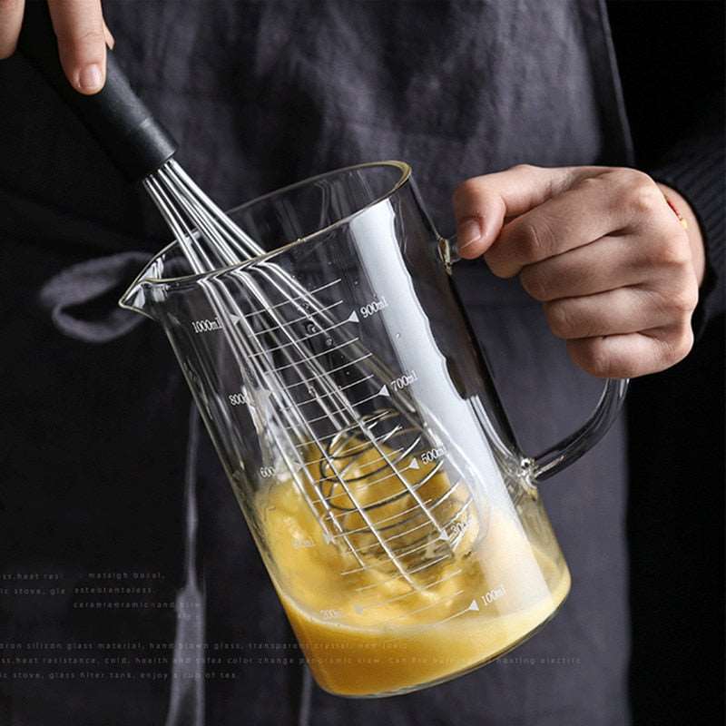 250ml, 500ml, or 1000ml High - Quality High Borosilicate Glass Measuring Cup Jug for Clear Milk, Ideal Baking and Cooking Kitchen Accessories
