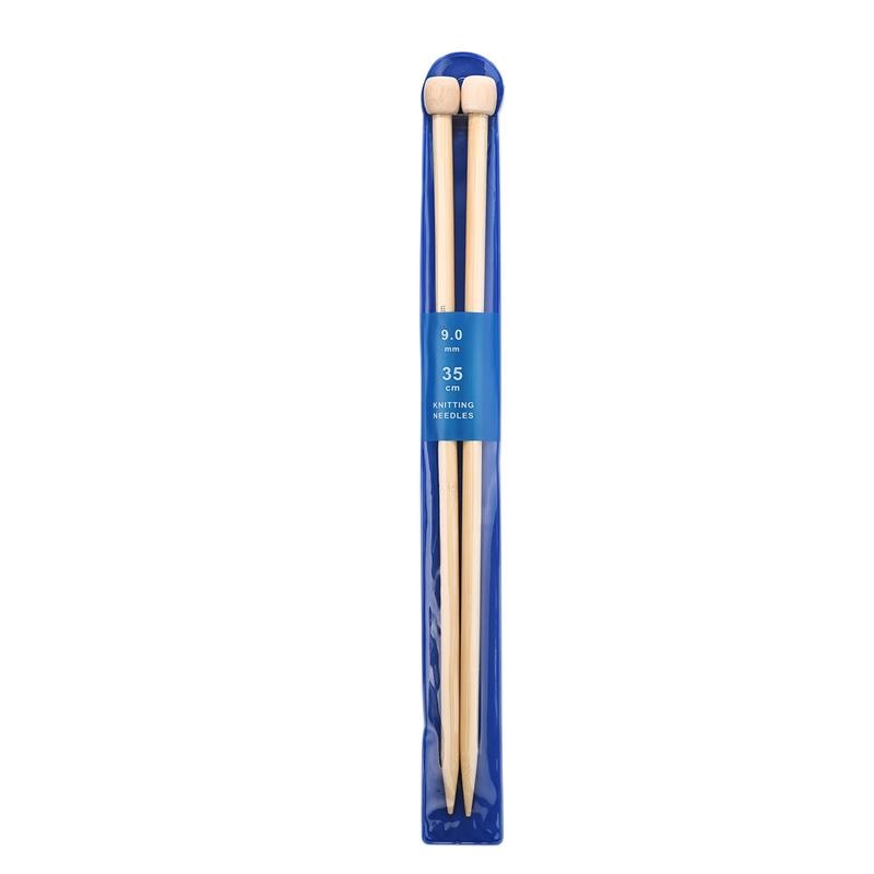 2-Piece Set 35cm Straight Bamboo/Stainless Steel Knitting Needles & Crochet Hooks for DIY Sweater Weaving