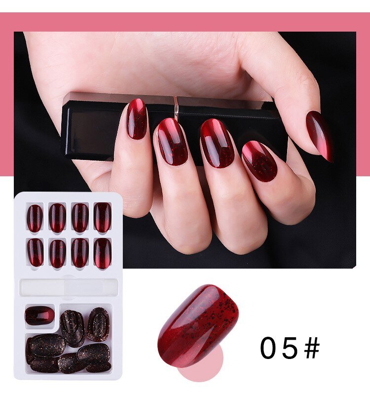 24/30 Pcs Reusable Plastic Fake Nails with Glue and Tape for Easy Wear