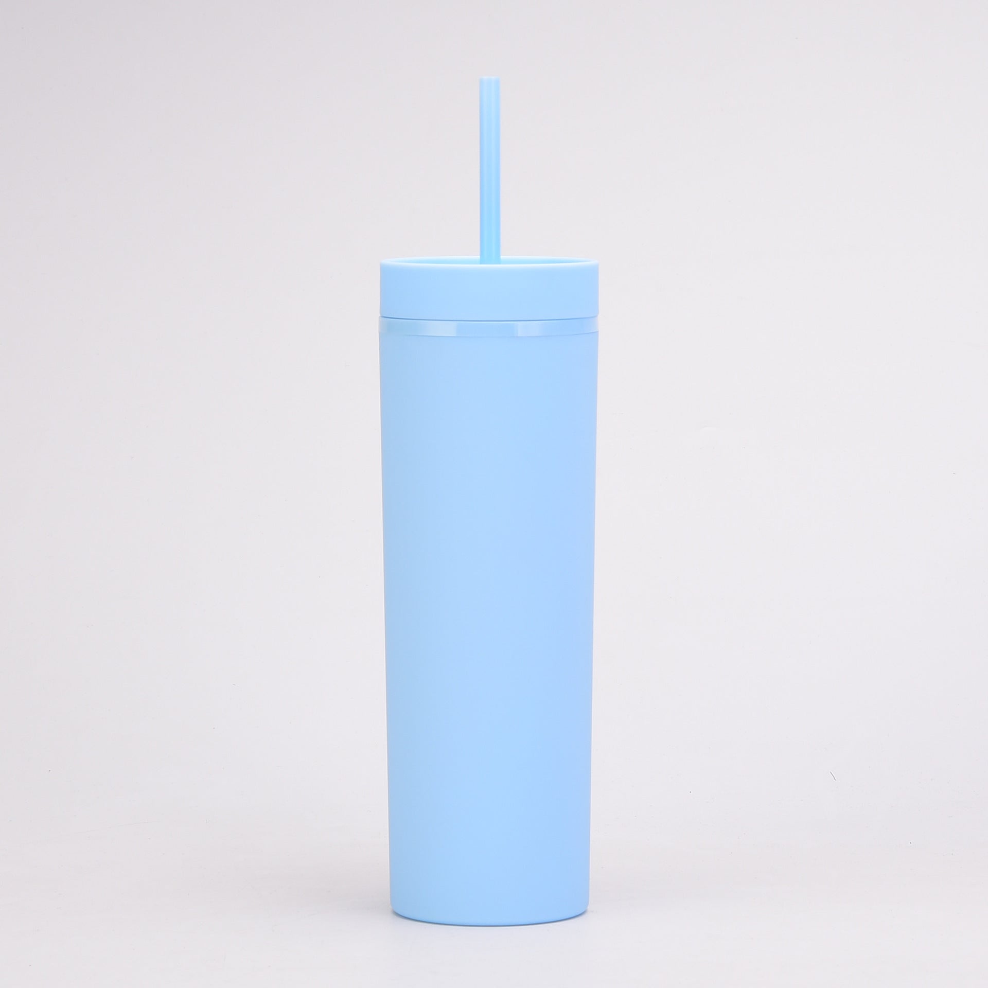 20Oz Double-Layer Slim Plastic Tumbler with Complementary Straw