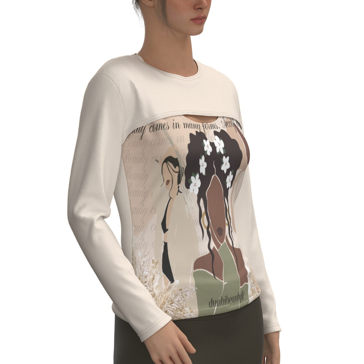 All-Over Printed Women's Two-piece Sports Sweatshirt in Stylish Black - Ideal for Asian, Muslim Women, Combining Beauty and Elegance (Designed by Dunbi)