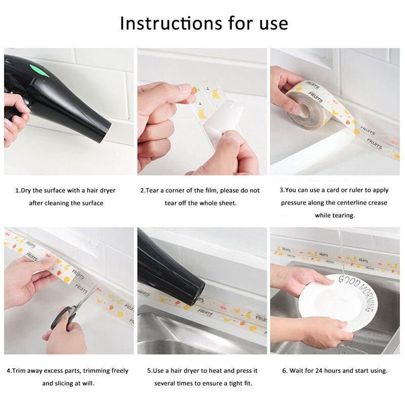 High - Quality White PVC Self - Adhesive Waterproof Sealing Strip Tape for Bathroom and Kitchen, 3.2 Meters Long and 38 Millimeters Wide