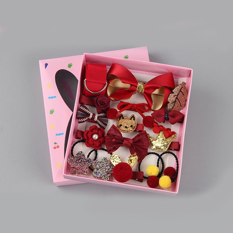18pcs Girls' Baby Headbands Set - Elastic Hair Bands, Bows, Clips & Hairpins