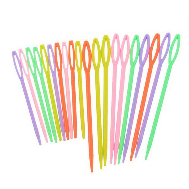 20-Piece Set of Mixed Color 7cm/9.5cm Plastic Knitting & Crochet Tools for Kids' DIY
