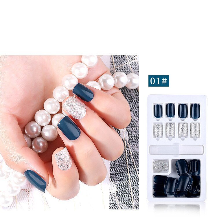 24/30 Pcs Reusable Plastic Fake Nails with Glue and Tape for Easy Wear