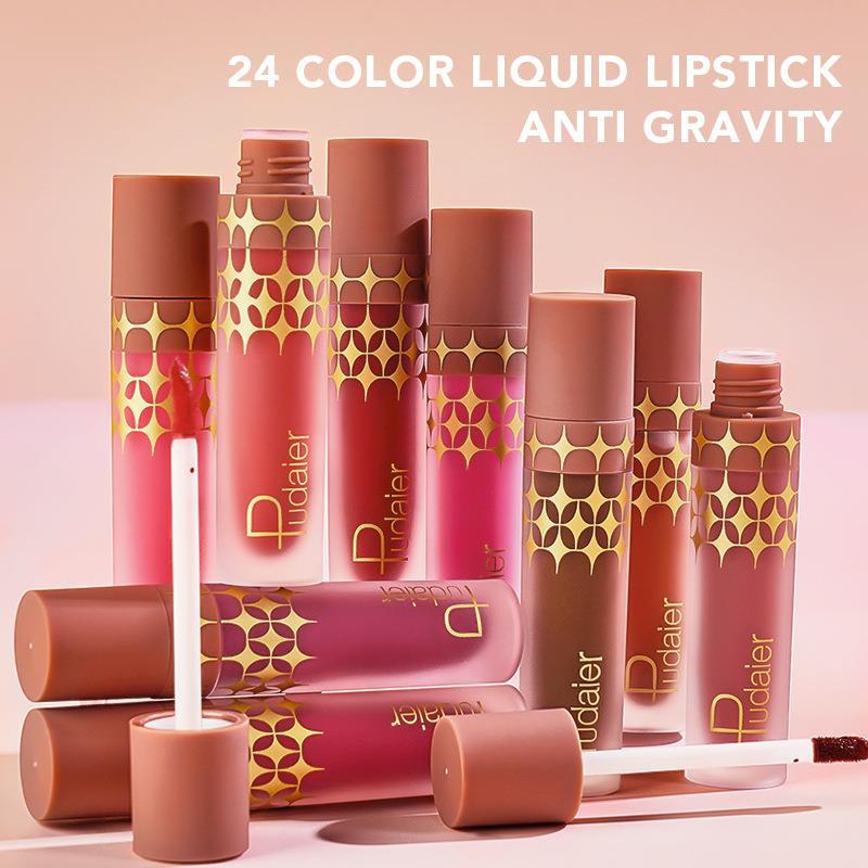 24 - Color Non - stick Matte Shimmer Lip Lacquer with Matte Surface