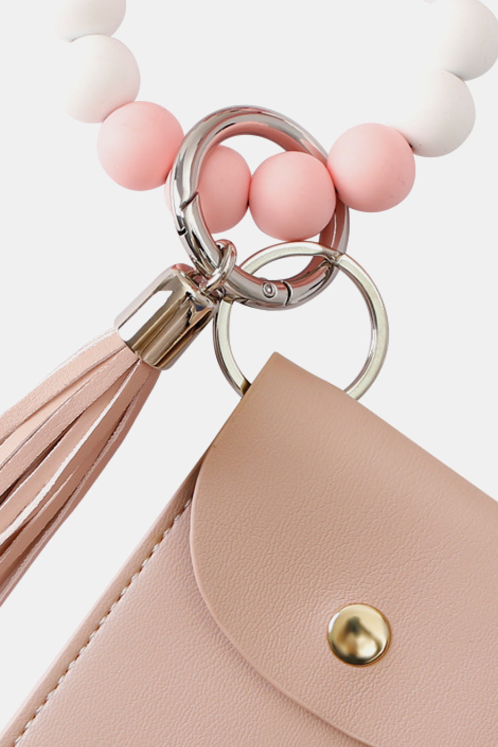 Stylish Beaded Key Chain Wristlet with a Compact Wallet