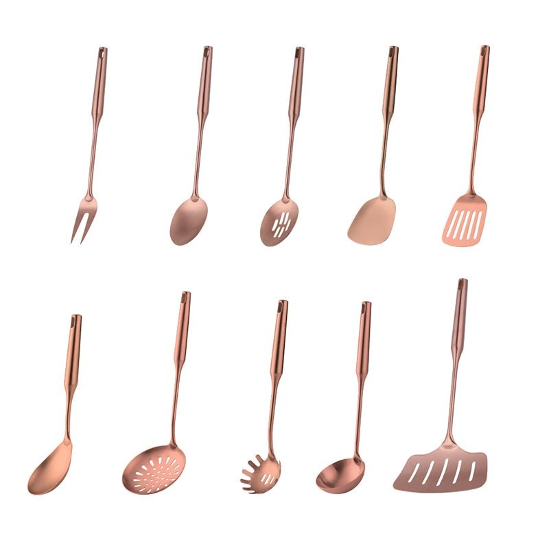 1PCS High-grade Rose Gold Stainless Steel Kitchen Utensils - Functional Serving Spoon, Soup Ladle & Spatula