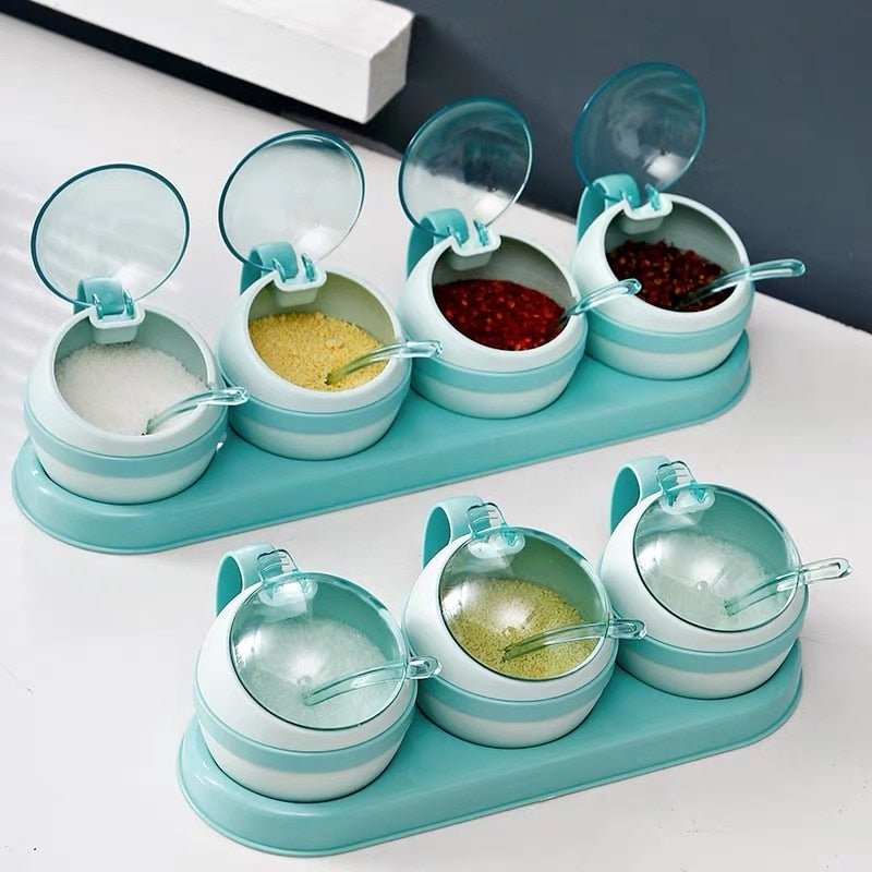 Nordic Style 3 or 4-piece Set of Plastic Spice Jars and Condiment Cruets for Kitchen Salt, Sugar, and Spice Storage - Ideal Home Kitchen Tools