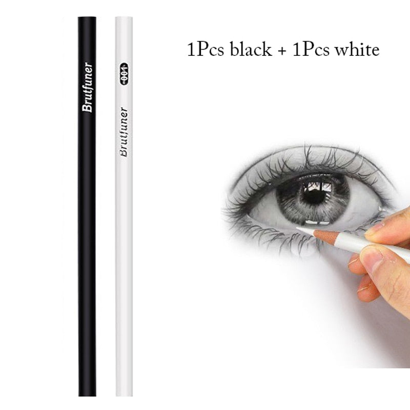 12Pcs Black & White Permanent Oil-based Wooden Colored Pencils for Artists and Beginners