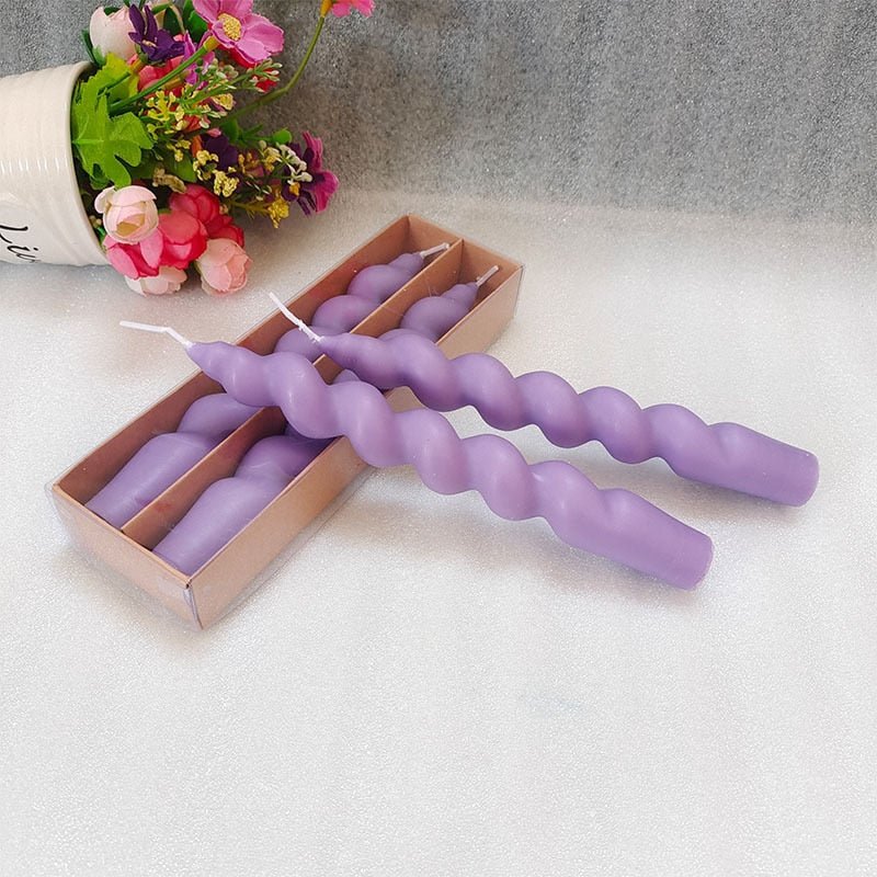 2 Pieces Long Spiral Pillar Scented Natural Soy Wax Candles with Distortion Knot Design for Romantic Candlelit Dinners and Home Decor - Dropshipping Available
