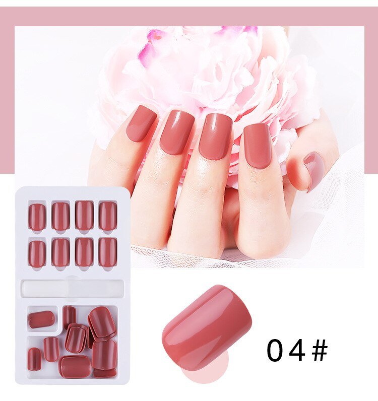 24/30 Pcs Reusable Plastic Fake Nails with Glue and Tape for Easy Wear