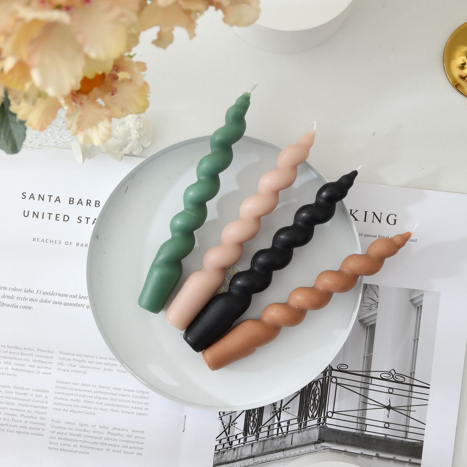 2-piece Set of Long Decorative Spiral-Shaped Scented Candles for Home Decor and Household Use