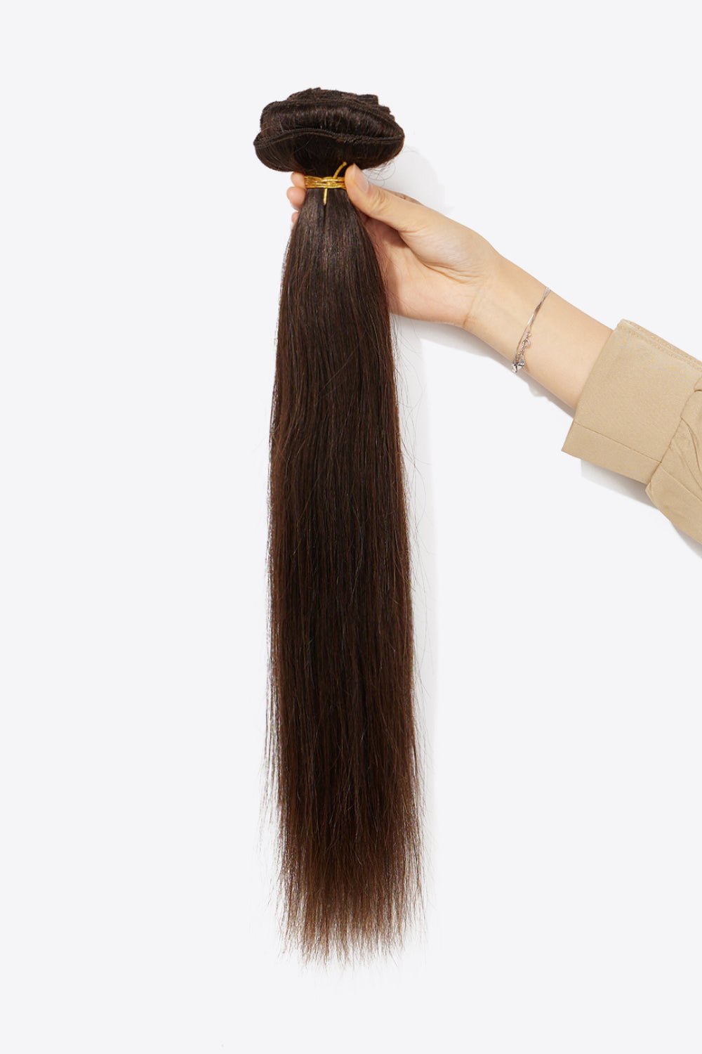 18 Pieces of 160g Straight Clip-in Human Hair Extensions for Quick Hairstyle Transformation