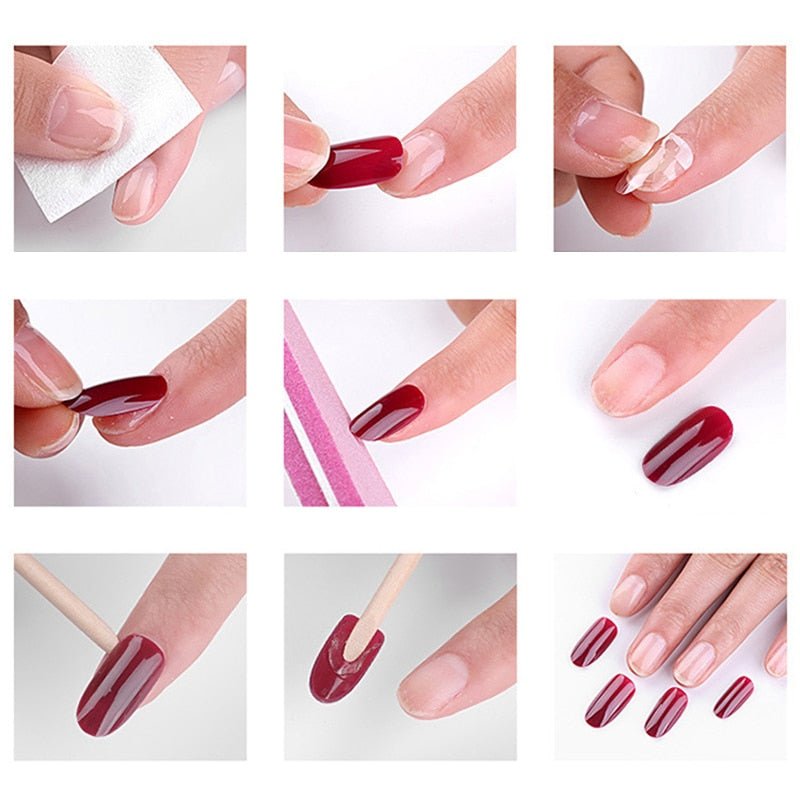 24/30 Pcs Reusable Plastic Fake Nails with Glue and Tape for Easy Wear