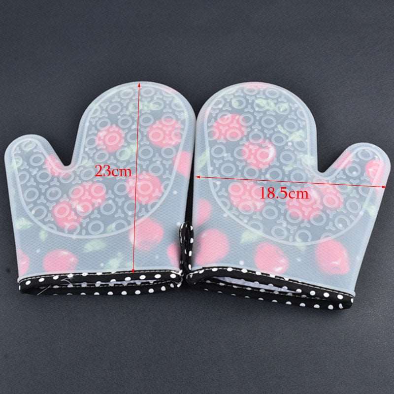 2PCS Thicker Heat-Resistant Silicone Kitchen Gloves for Oven and Microwave Use