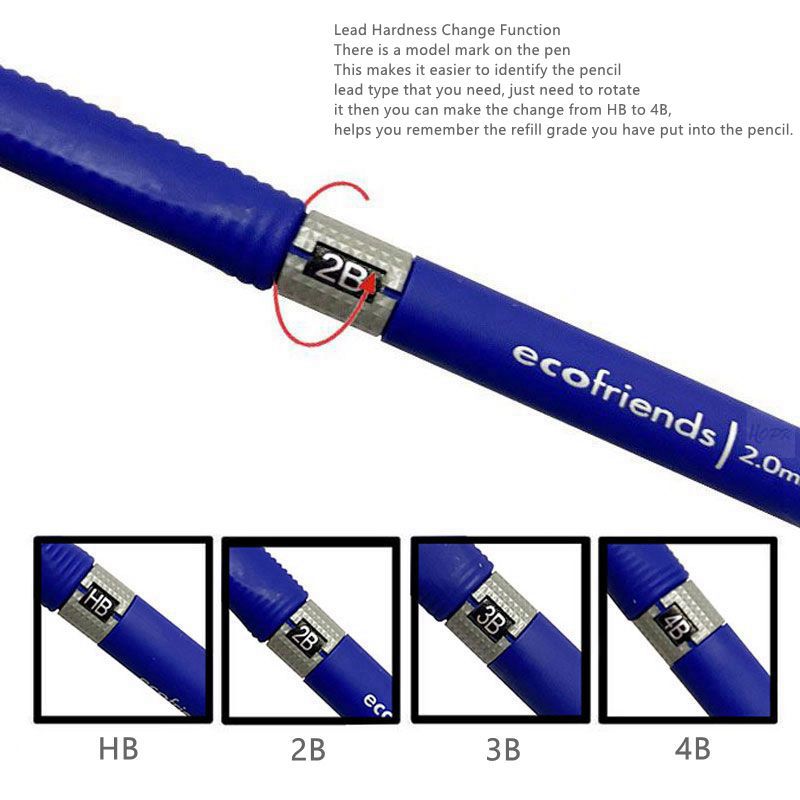 High - Quality 2.0mm Mechanical Pencil Set with 2B Color and Black Lead Refills for Draft Drawing, Writing, Crafting, and Art Sketching
