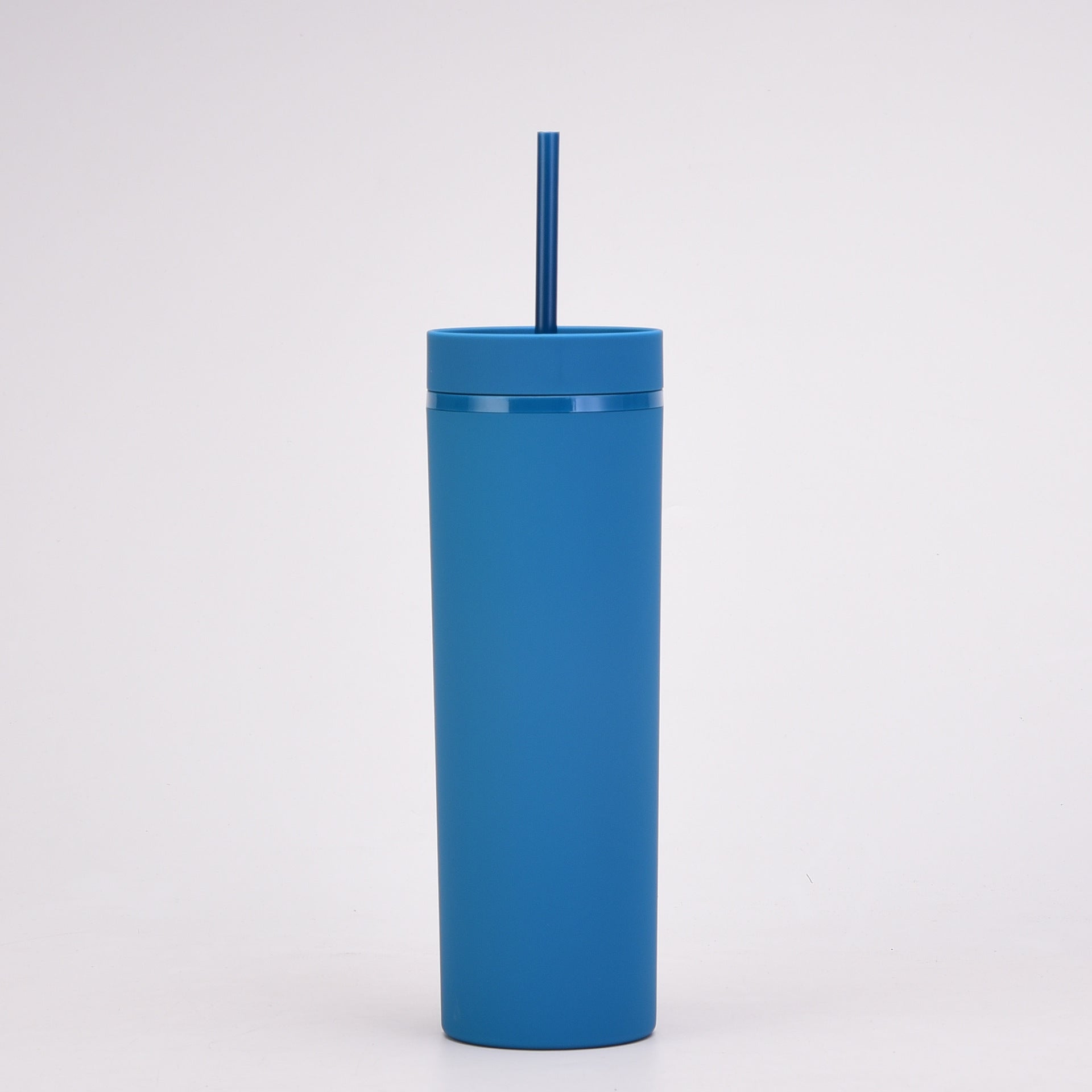 20Oz Double-Layer Slim Plastic Tumbler with Complementary Straw