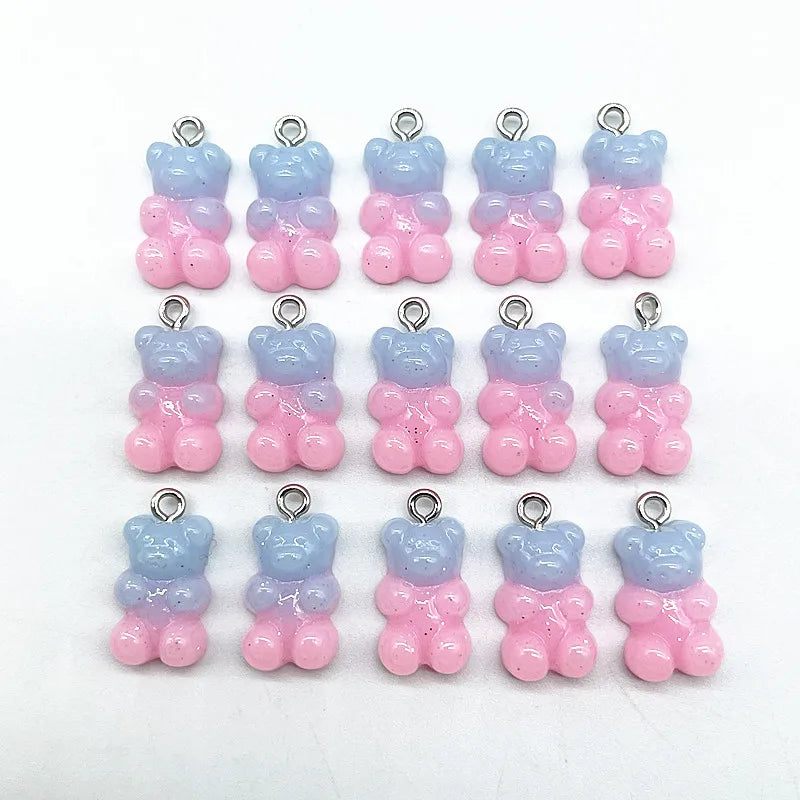 10 Pieces of Candy Bear Resin Pendant Charms Ideal for Necklace, Bracelet, and Earrings DIY Jewelry Making, Perfect for Christmas Crafting
