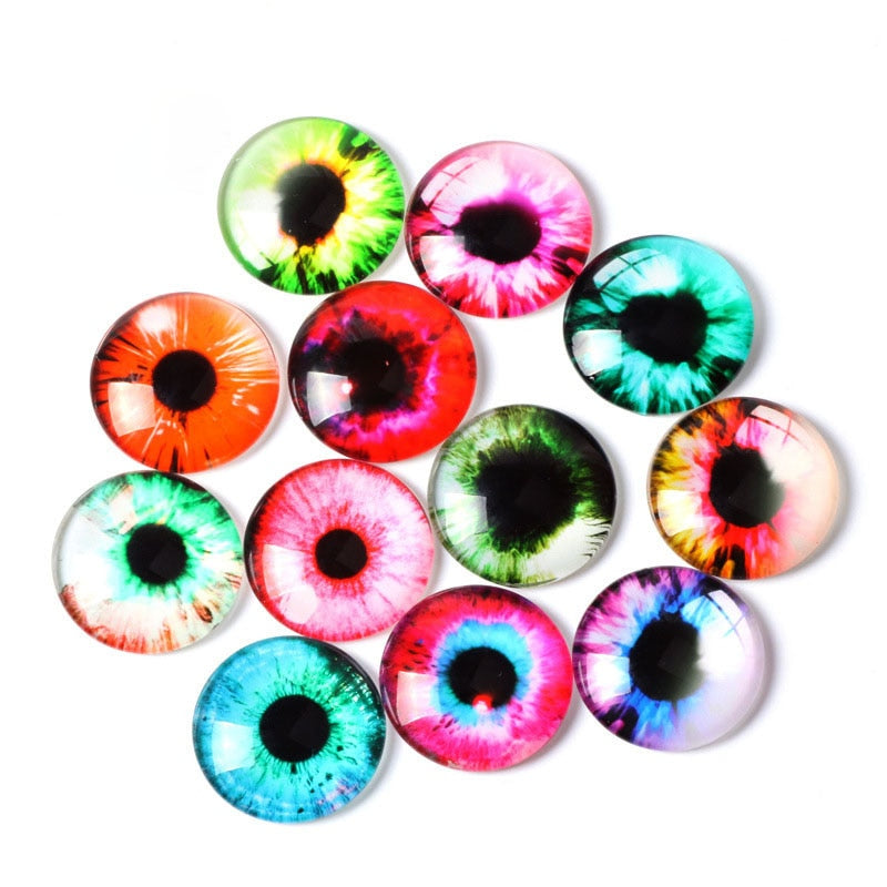 20 Pcs 8 - 20mm Round Glass Cabochon Doll Eyes for DIY Jewelry