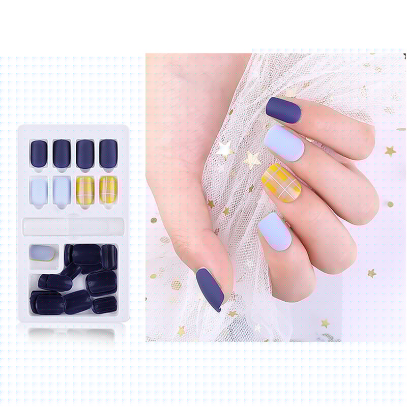 24/30 Pcs Reusable Plastic Fake Nails with Glue and Tape for Easy Wear