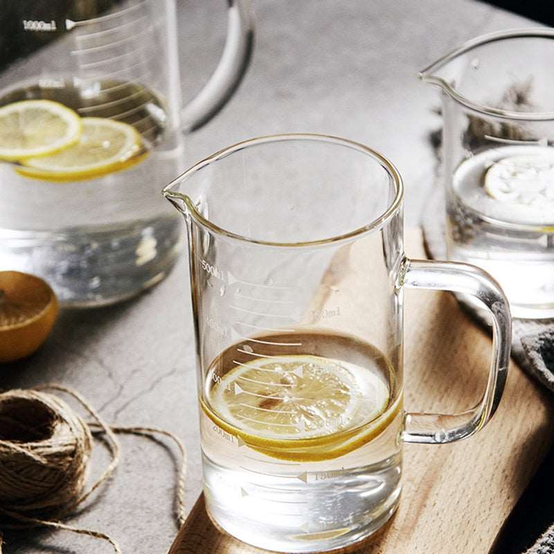 250ml, 500ml, or 1000ml High - Quality High Borosilicate Glass Measuring Cup Jug for Clear Milk, Ideal Baking and Cooking Kitchen Accessories