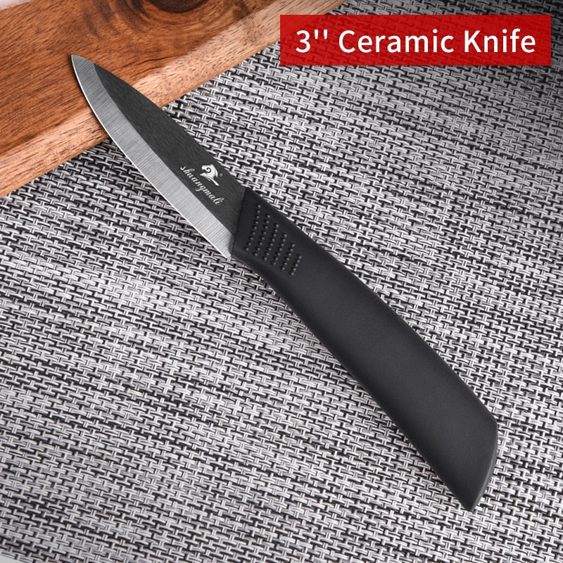 Multiple Sizes Utility Black Zirconia Ceramic Kitchen Knives for Fruit Slicing, Meat Cutting with ABS Handles