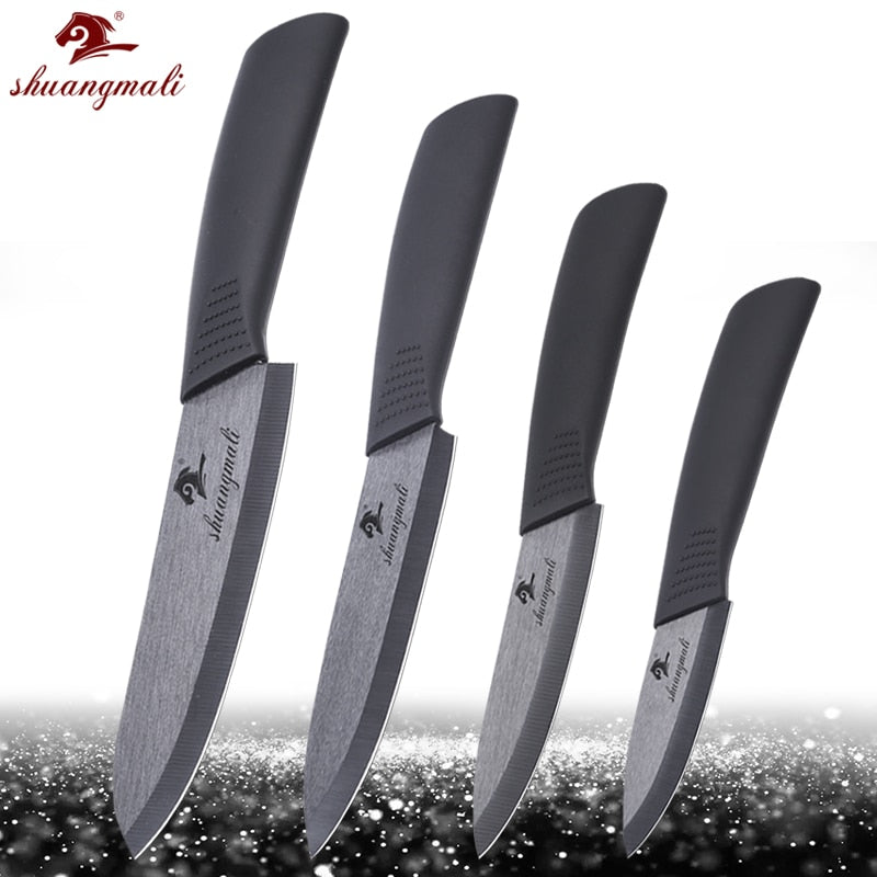Multiple Sizes Utility Black Zirconia Ceramic Kitchen Knives for Fruit Slicing, Meat Cutting with ABS Handles