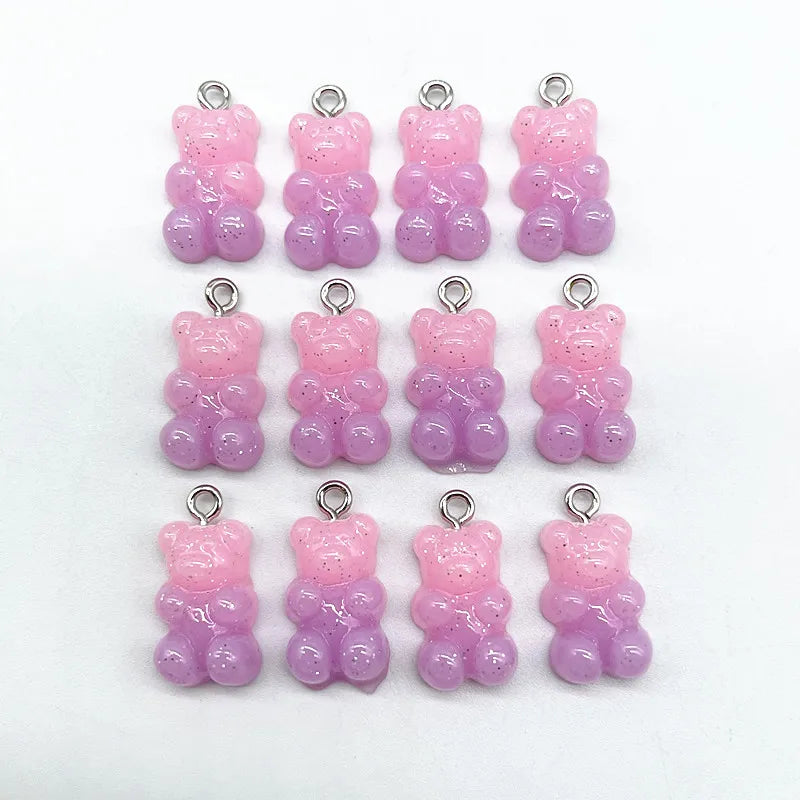 10 Pieces of Candy Bear Resin Pendant Charms Ideal for Necklace, Bracelet, and Earrings DIY Jewelry Making, Perfect for Christmas Crafting