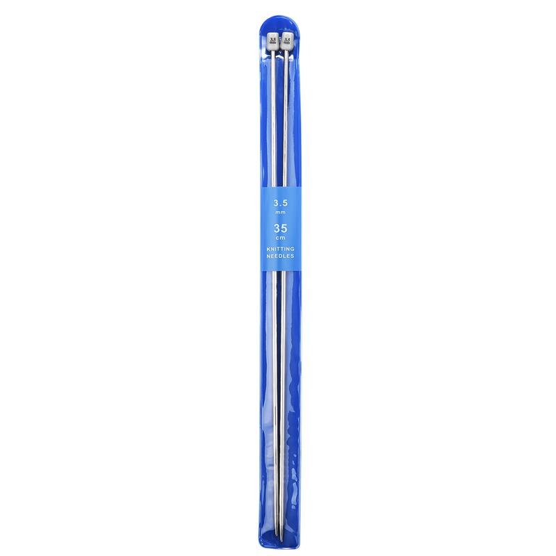 2-Piece Set 35cm Straight Bamboo/Stainless Steel Knitting Needles & Crochet Hooks for DIY Sweater Weaving