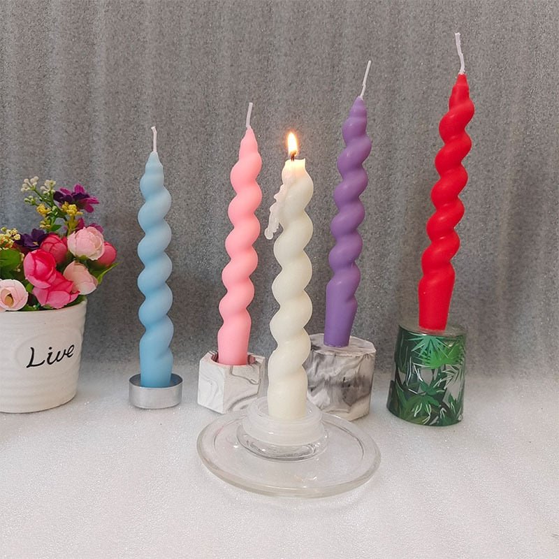 2 Pieces Long Spiral Pillar Scented Natural Soy Wax Candles with Distortion Knot Design for Romantic Candlelit Dinners and Home Decor - Dropshipping Available